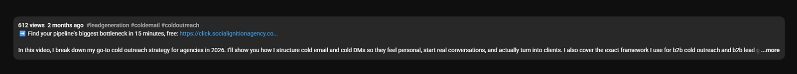 YouTube video description showing the visible above-the-fold lines before the Show More button